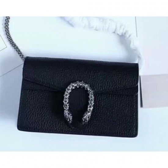 Gucci Dionysus Chain Super Mini Bag 476432 Leather Black 2017