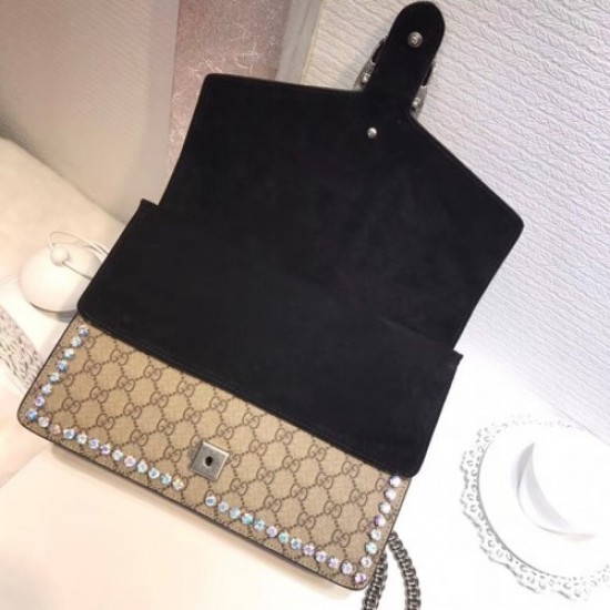 Gucci Dionysus GG Small Crystal Shoulder Bag 400249 Black 2018