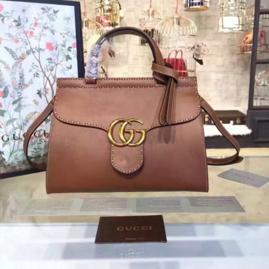 Gucci GG Marmont leather top handle 421890 brown