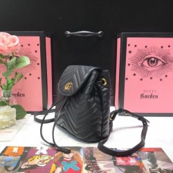 Gucci GG Marmont Matelassé Backpack ‎528129 Black 2018