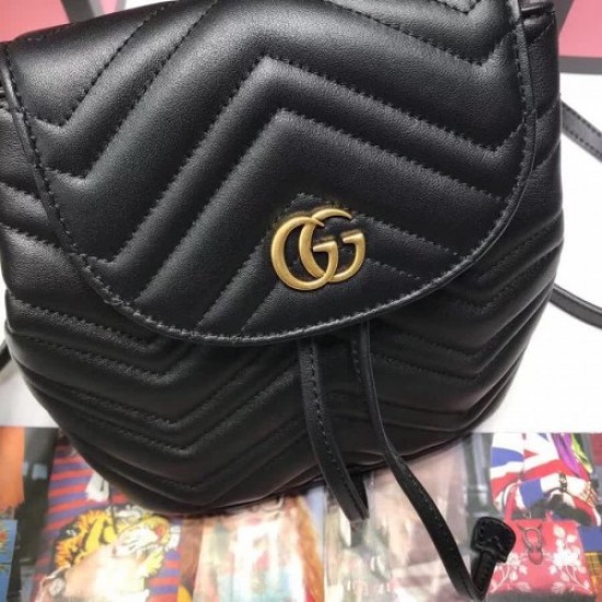 Gucci GG Marmont Matelassé Backpack ‎528129 Black 2018