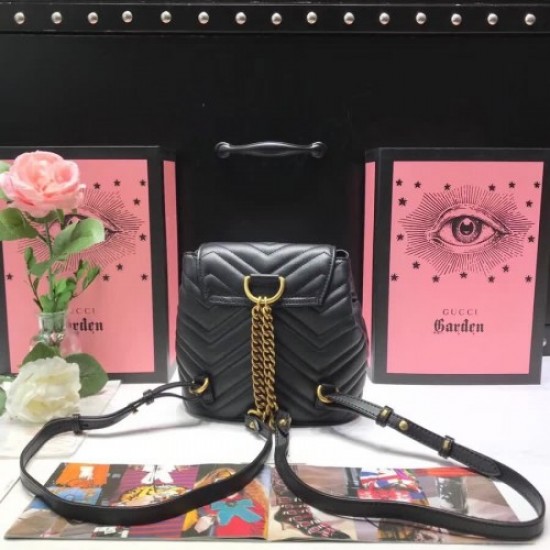 Gucci GG Marmont Matelassé Backpack ‎528129 Black 2018