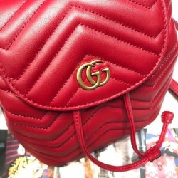 Gucci GG Marmont Matelassé Backpack ‎528129 Red 2018