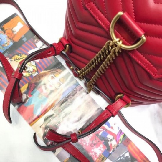 Gucci GG Marmont Matelassé Backpack ‎528129 Red 2018