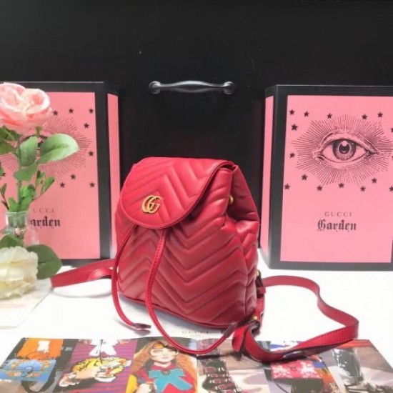 Gucci GG Marmont Matelassé Backpack ‎528129 Red 2018