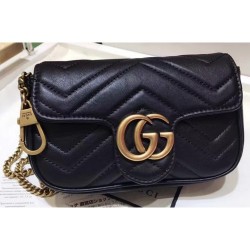 Gucci GG Marmont Matelassé Chevron Chain Mini Shoulder Bag 476433 Black 2017