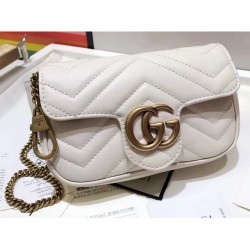 Gucci GG Marmont Matelassé Chevron Chain Mini Shoulder Bag 476433 White 2017