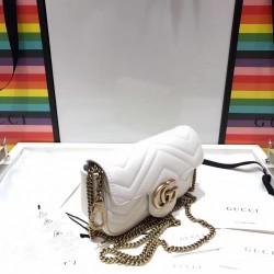 Gucci GG Marmont Matelassé Chevron Chain Mini Shoulder Bag 476433 White 2017