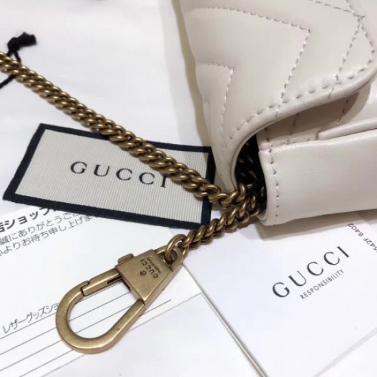 Gucci GG Marmont Matelassé Chevron Chain Mini Shoulder Bag 476433 White 2017