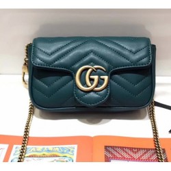 Gucci GG Marmont Matelassé Chevron Chain Mini Shoulder Bag 476433 Ocean Green 2017