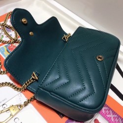 Gucci GG Marmont Matelassé Chevron Chain Mini Shoulder Bag 476433 Ocean Green 2017