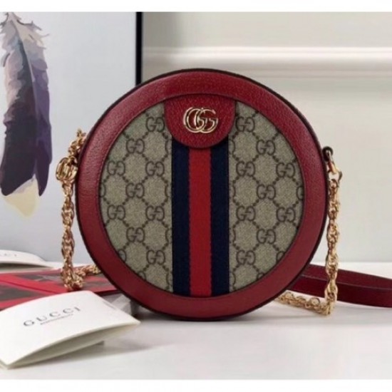 Gucci Ophidia Mini GG Canvas Round Shoulder Bag 550618 Red 2018