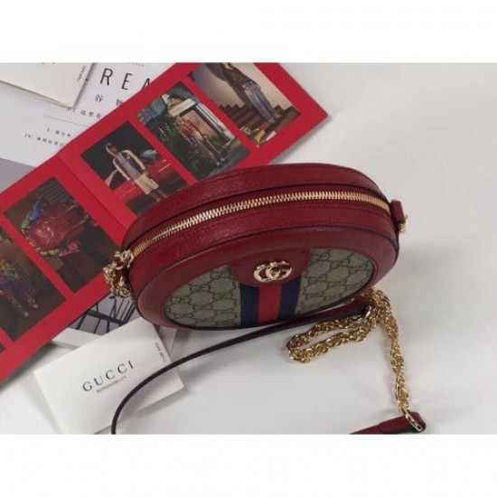 Gucci Ophidia Mini GG Canvas Round Shoulder Bag 550618 Red 2018