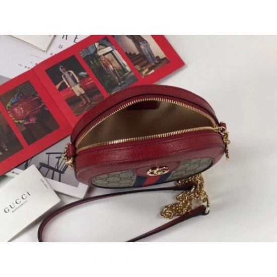 Gucci Ophidia Mini GG Canvas Round Shoulder Bag 550618 Red 2018