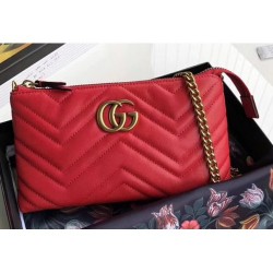 Gucci GG Marmont Matelassé Chevron Mini Chain Bag 443447 Red 2018