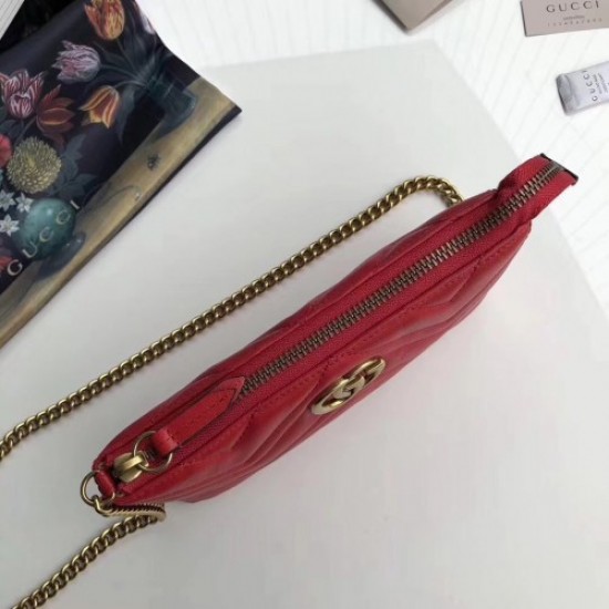 Gucci GG Marmont Matelassé Chevron Mini Chain Bag 443447 Red 2018