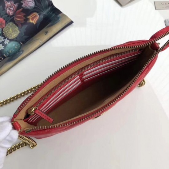 Gucci GG Marmont Matelassé Chevron Mini Chain Bag 443447 Red 2018