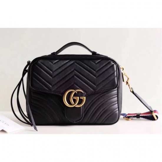 Gucci GG Marmont Matelassé Chevron Shoulder Small bag 498100 Black 2017