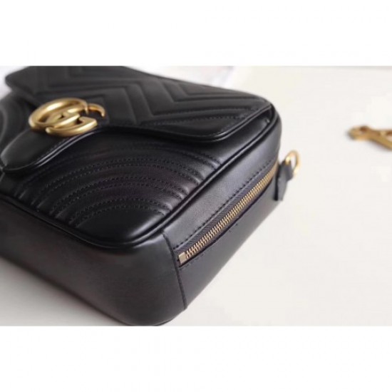 Gucci GG Marmont Matelassé Chevron Shoulder Small bag 498100 Black 2017