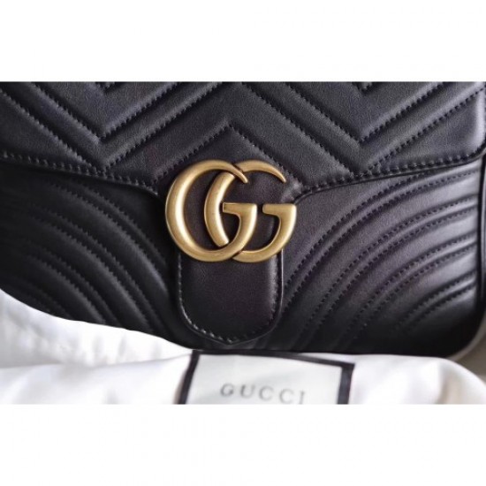 Gucci GG Marmont Matelassé Chevron Shoulder Small bag 498100 Black 2017