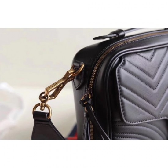 Gucci GG Marmont Matelassé Chevron Shoulder Small bag 498100 Black 2017