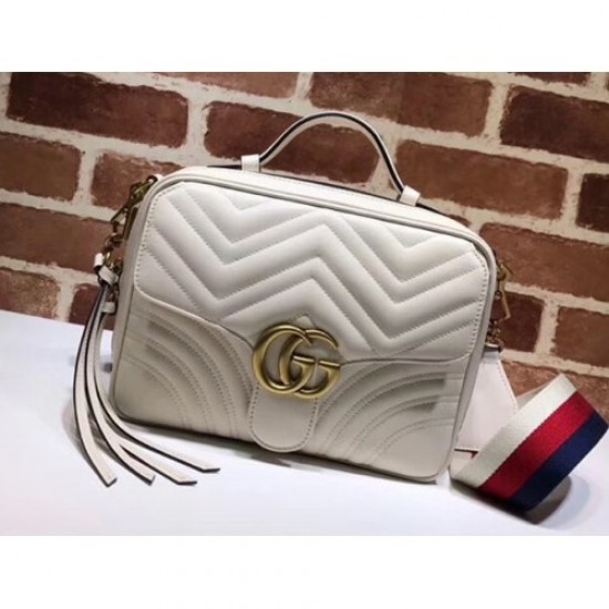 Gucci GG Marmont Matelassé Chevron Shoulder Small bag 498100 white 2017