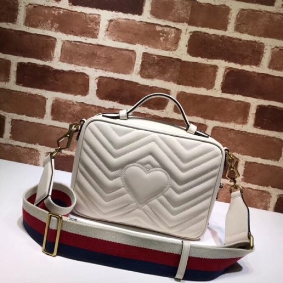 Gucci GG Marmont Matelassé Chevron Shoulder Small bag 498100 white 2017