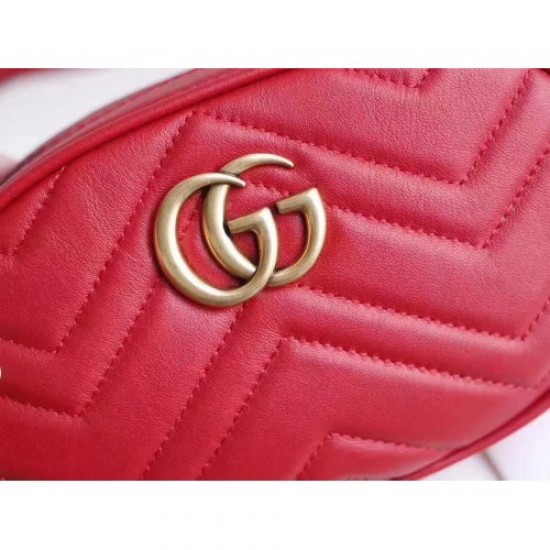 Gucci GG Marmont Matelasse Leather Belt Bag 476434 Red 2017