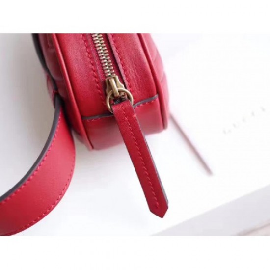 Gucci GG Marmont Matelasse Leather Belt Bag 476434 Red 2017