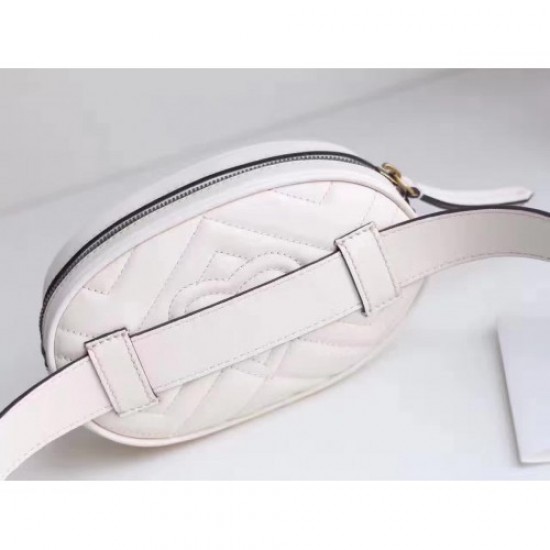 Gucci GG Marmont Matelasse Leather Belt Bag 476434 White 2017