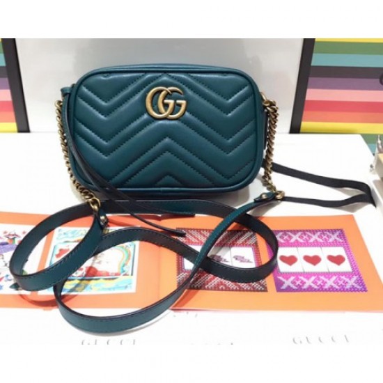 Gucci GG Marmont Matelassé Mini Bag 448065 Ocean Green