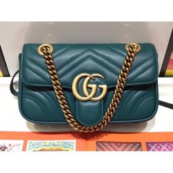 Gucci GG Marmont Matelassé Mini Shoulder Bag 446744 Dark Green