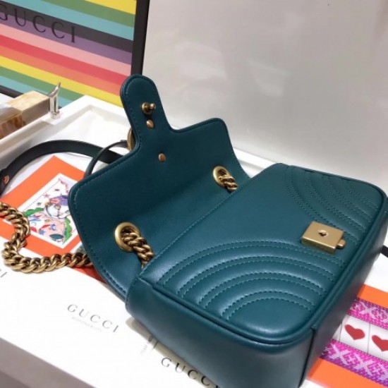 Gucci GG Marmont Matelassé Mini Shoulder Bag 446744 Dark Green