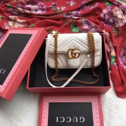 Gucci GG Marmont matelassé mini shoulder bag 446744 white