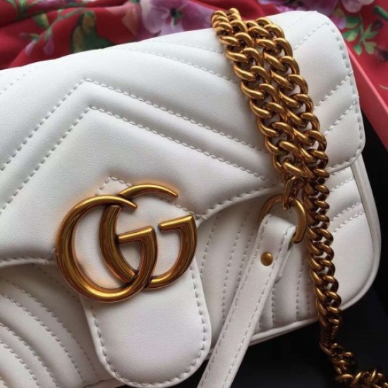 Gucci GG Marmont matelassé mini shoulder bag 446744 white