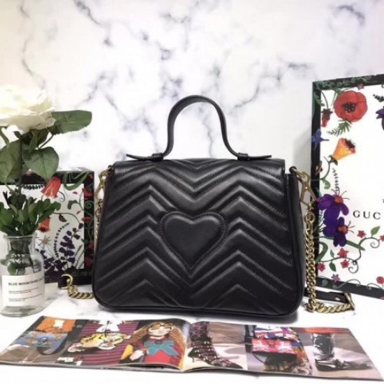 Gucci GG Marmont Small Top Handle Bag 498110 Black ‎2018