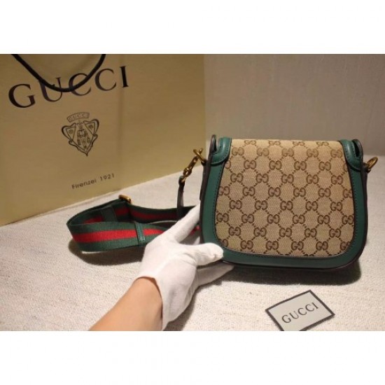 Gucci Lady Web GG Canvas Small Shoulder Bag 384821 Green