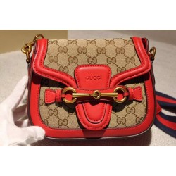 Gucci Lady Web GG Canvas Small Shoulder Bag 384821 Red