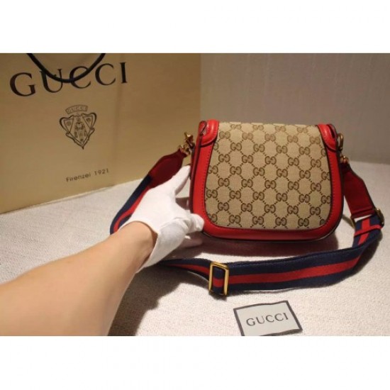 Gucci Lady Web GG Canvas Small Shoulder Bag 384821 Red