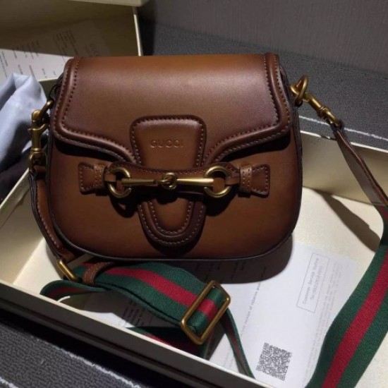 Gucci Lady Web Hand-Stained Leather Shoulder Smll Bag 380573 Brown