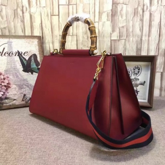 Gucci Nymphaea Leather Top Handle Medium Bag 453764 Red 2017(kdl-742502)