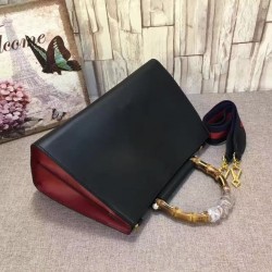 Gucci Nymphaea Leather Top Handle Medium Bag 453764 Black/Red 2017(kdl-742501)