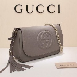 Gucci Soho leather shoulder bag 336752 grey