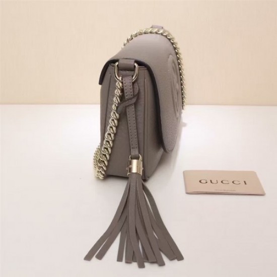 Gucci Soho leather shoulder bag 336752 grey