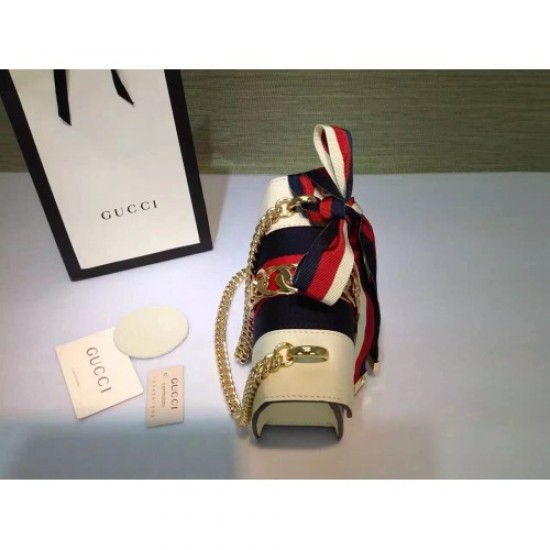 Gucci Sylvie leather mini chain bag 431666 in off white leather