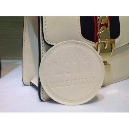 Gucci Sylvie leather mini chain bag 431666 in off white leather