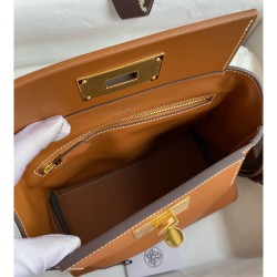 Hermes 24/24 Mini 21 Handmade Bag in Gold Evercolor Leather