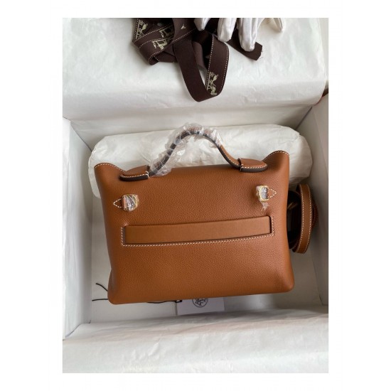 Hermes 24/24 Mini 21 Handmade Bag in Gold Evercolor Leather