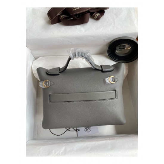 Hermes 24/24 Mini 21 Handmade Bag in Gris Meyer Evercolor Leather