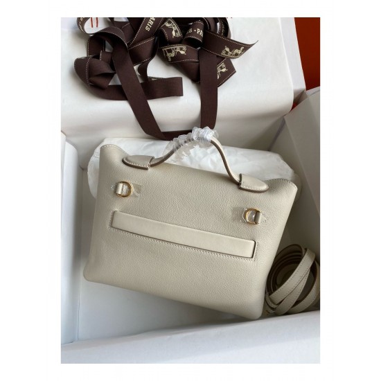 Hermes 24/24 Mini 21 Handmade Bag in Craie Evercolor Leather